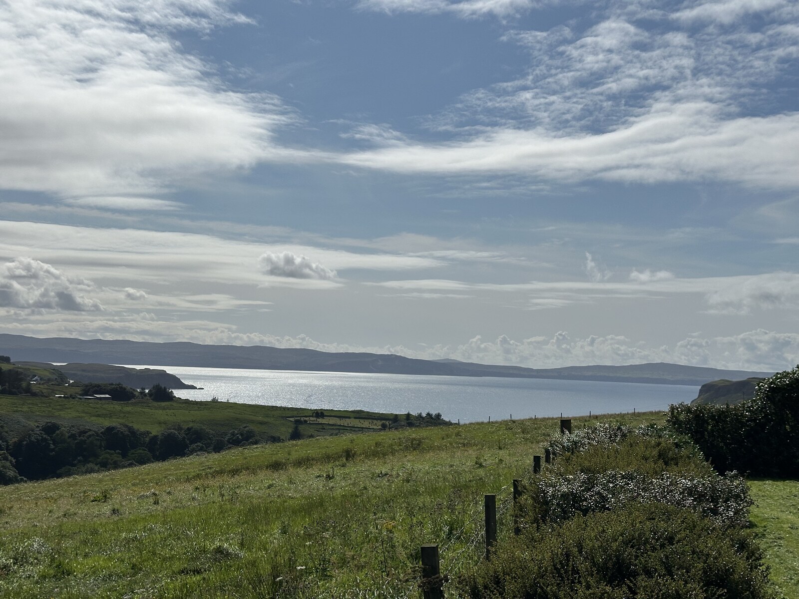Pasture running down to the sea, North Skye