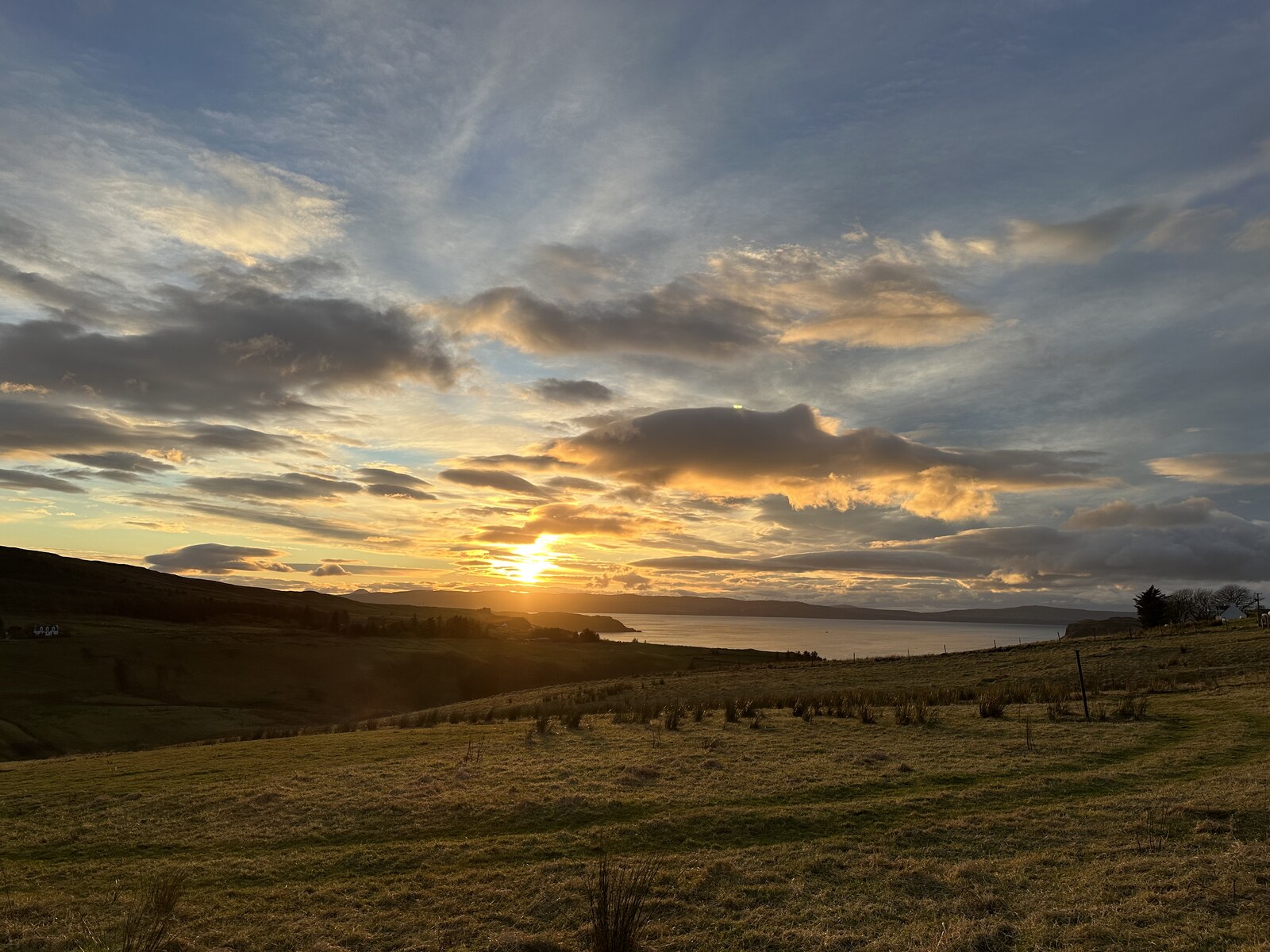 Sunset over the sea near Gleann Síth House, North Skye